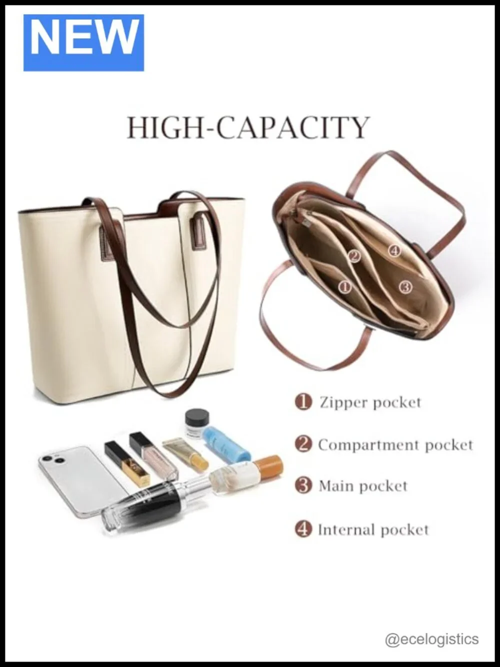 Genuine Leather Large Tote Bag for Women, Shoulder Handbags